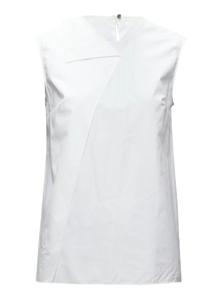 Preowned Hermes White Fold Over Sleeveless Shirt Size XXS cotton