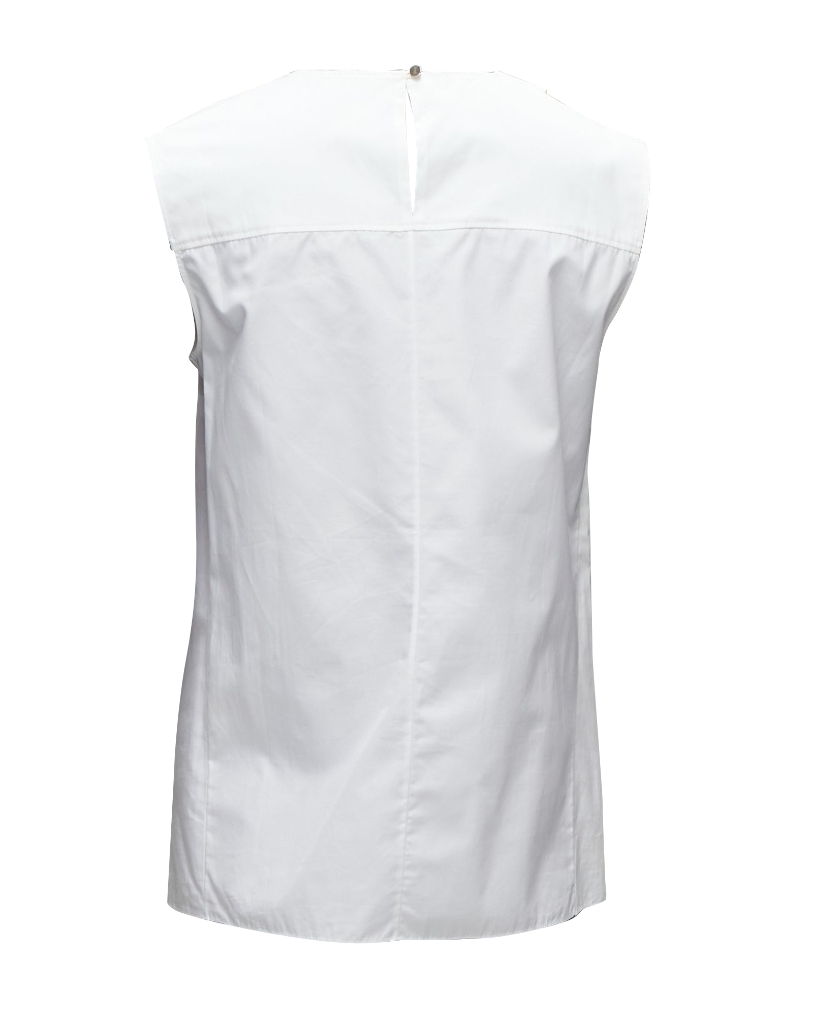 Preowned Hermes White Fold Over Sleeveless Shirt Size XXS cotton