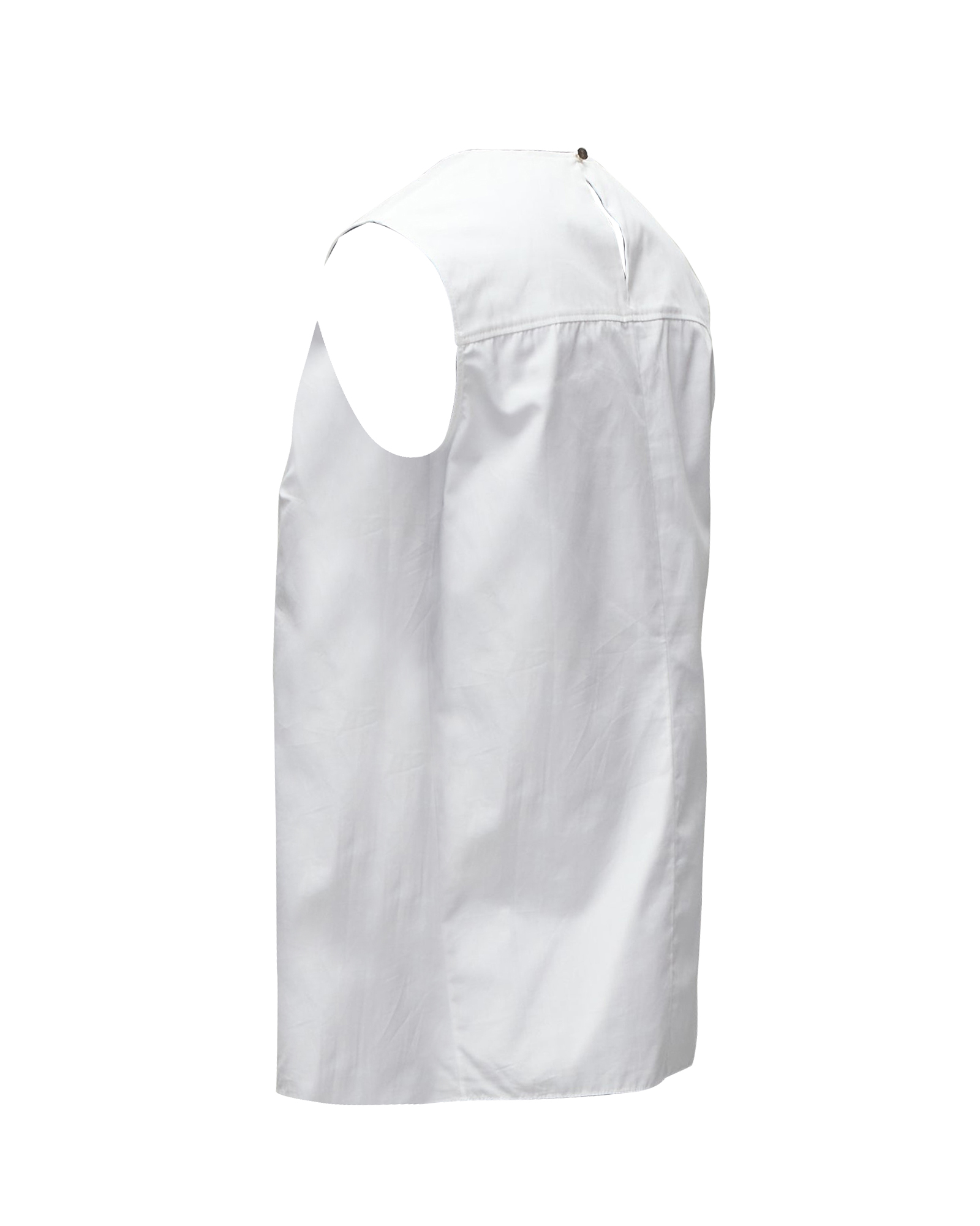 Preowned Hermes White Fold Over Sleeveless Shirt Size XXS cotton