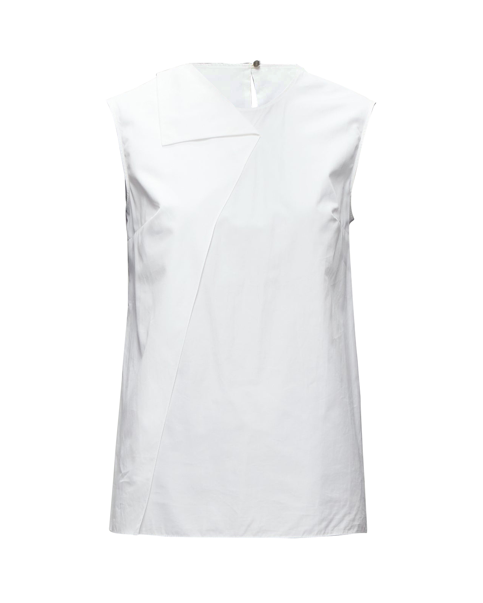 Preowned Hermes White Fold Over Sleeveless Shirt Size XXS cotton