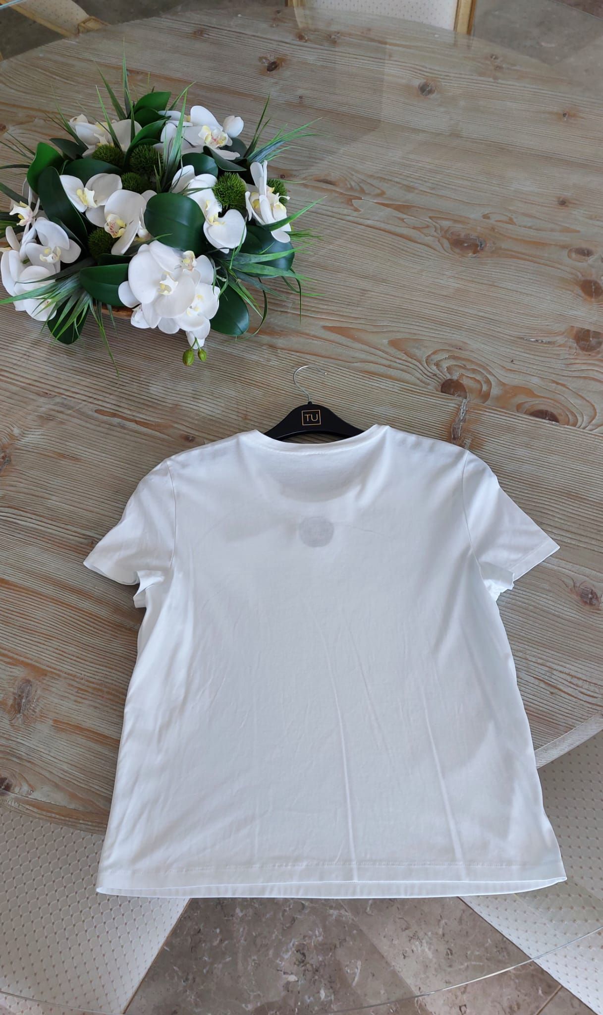 Preowned Chanel CC Crystal Logo White Cotton T-shirt Size XS