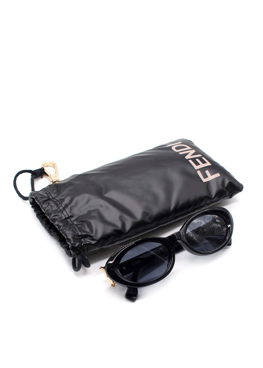 Fendi Black FF Diamond Oval Sunglasses acetate