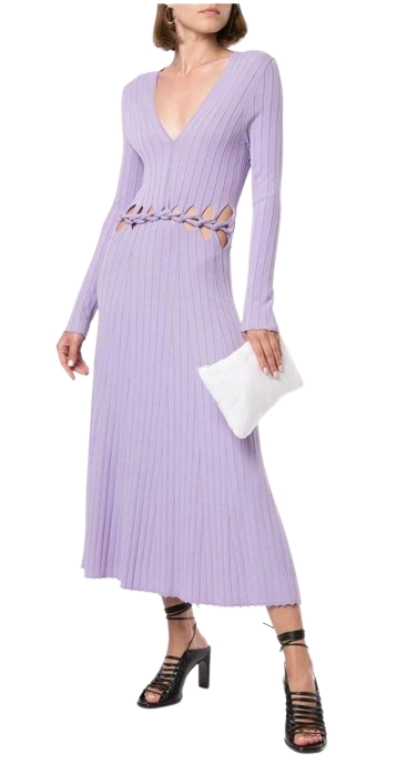 Preowned Dion Lee Lilac Pinnacle Braid Midi Dress Size S pastel purple polyester/polyester viscose