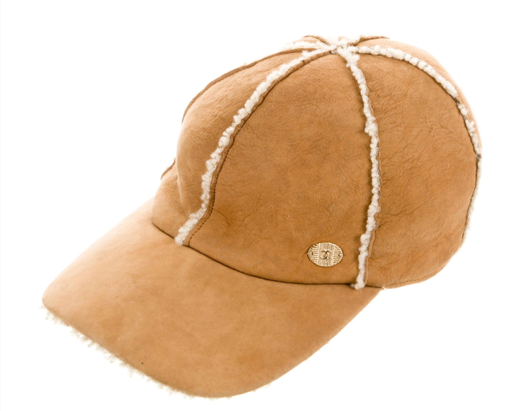 Preowned Chanel Camel Wool Cap Size L baby lamb