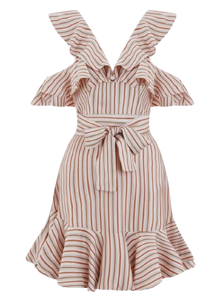 Zimmermann Orange Striped Silk Blend Mini Dress Size S multiple