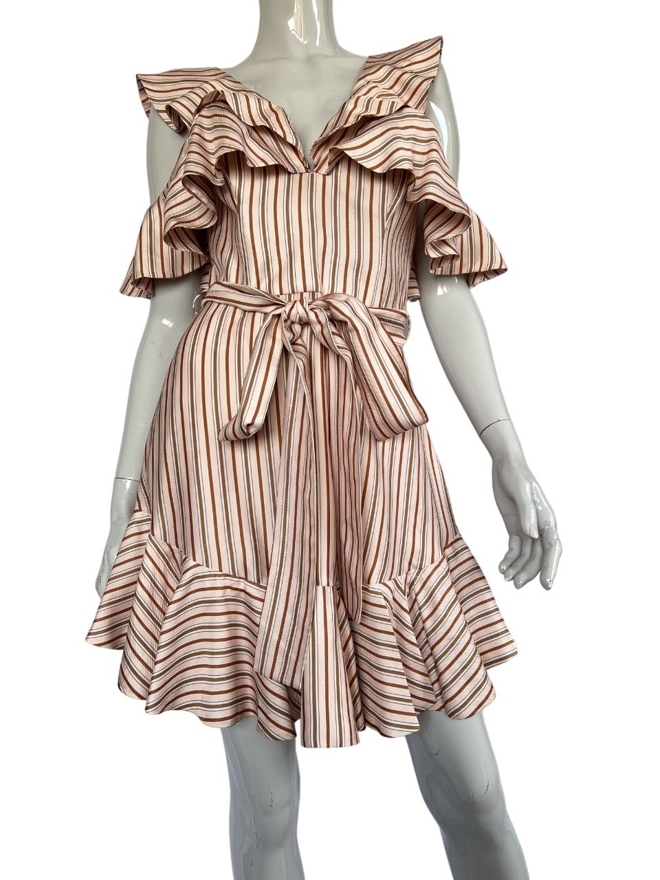 Zimmermann Orange Striped Silk Blend Mini Dress Size S multiple