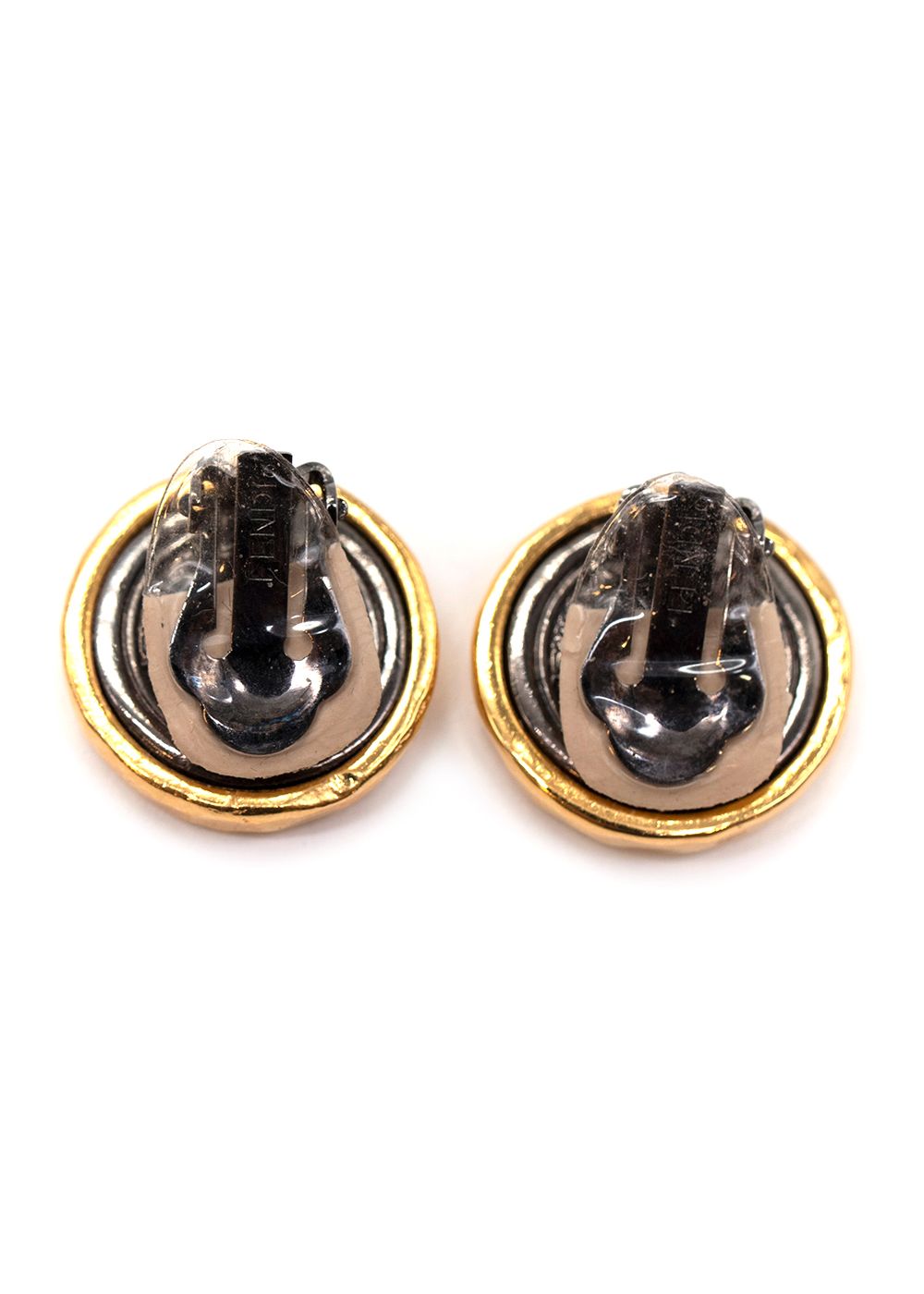 Preowned Fendi Round Medallion Clip-on Earrings Gold metal