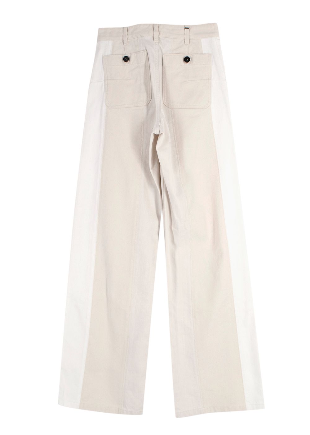 Dior Cream and White Two Toned  Wide Leg Jeans Size XS White and cream cotton