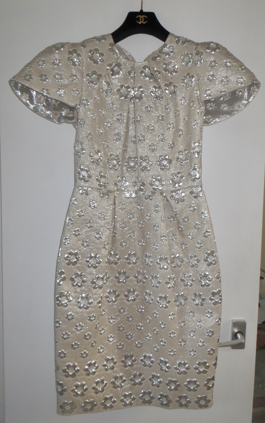 Roksanda Ilinic Bell Sleeve Dress Size M Silver silk