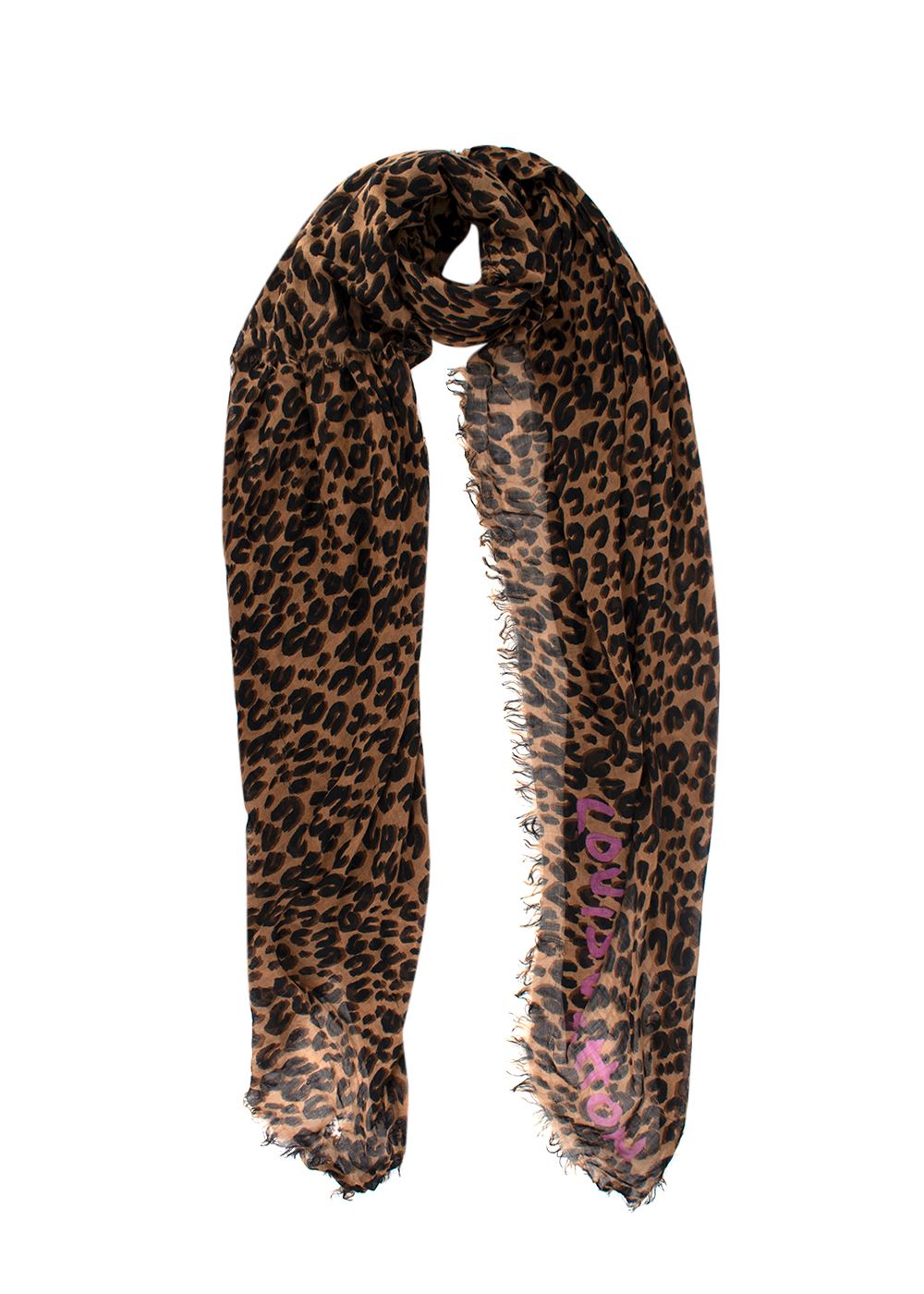 Preowned Louis Vuitton Stephen Sprouse  Leopard Print Logo Scarf brown/pink cotton blend