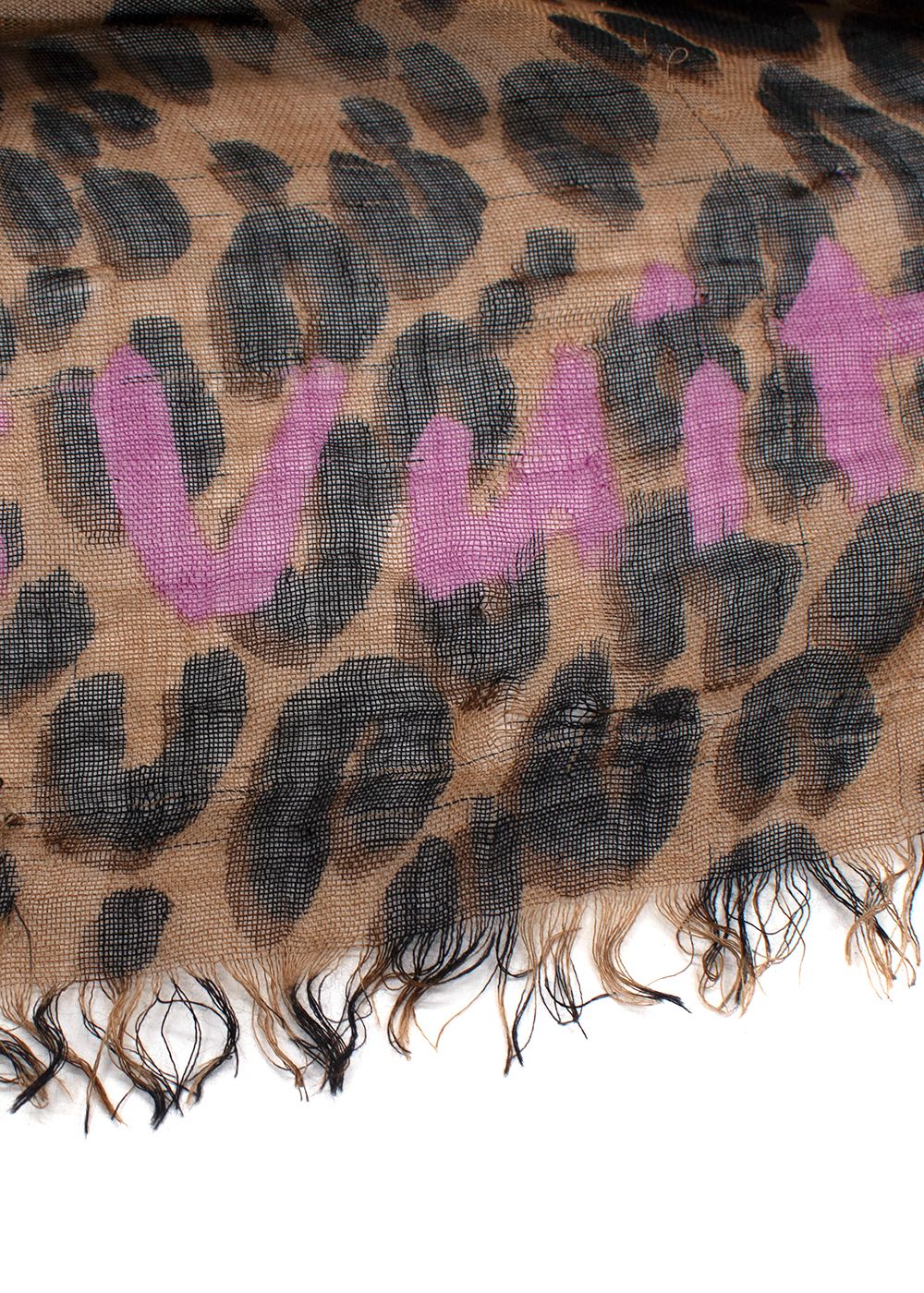 Preowned Louis Vuitton Stephen Sprouse  Leopard Print Logo Scarf brown/pink cotton blend