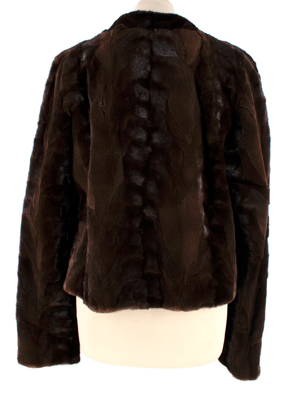 LouLou De La Falaise Shaved Mink Fur Jacket Size L Warm Brown