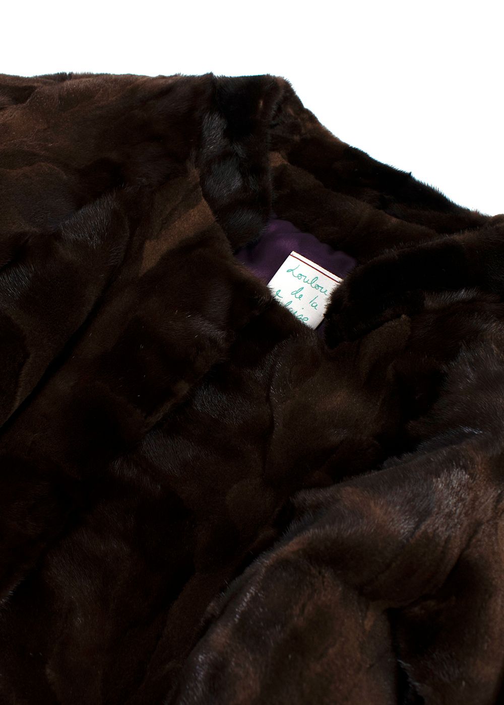 LouLou De La Falaise Shaved Mink Fur Jacket Size L Warm Brown