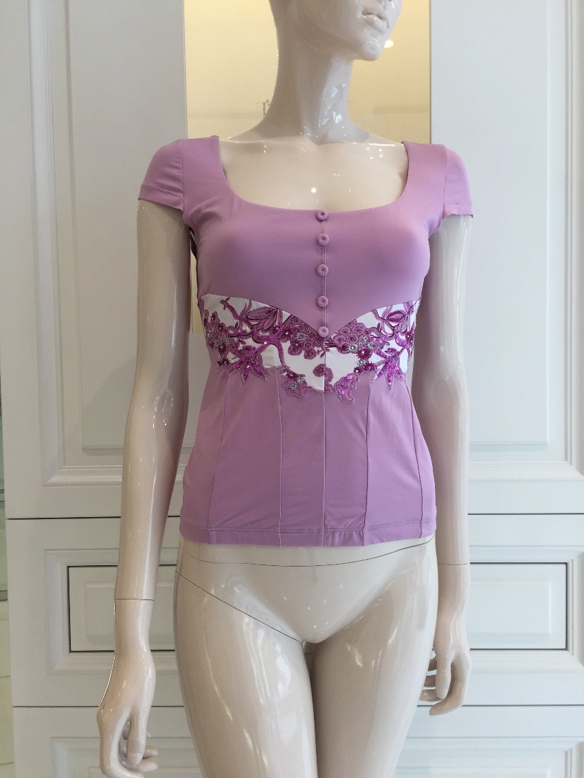 Cotton Club Lavender Square Neck Top Size S Purple