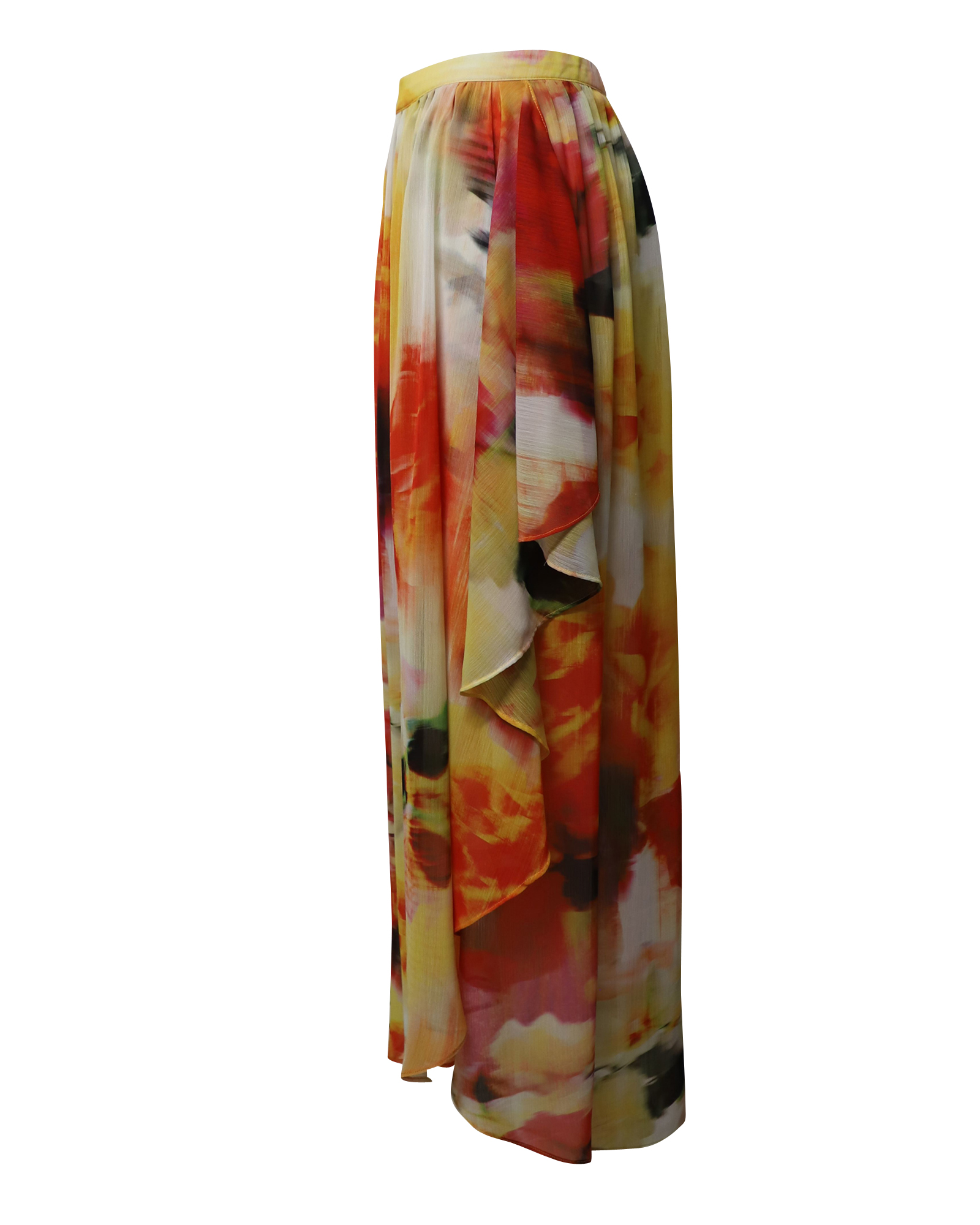 Preowned Alice+Olivia Abstract floral print ruffled maxi skirt Size L multicolor polyester