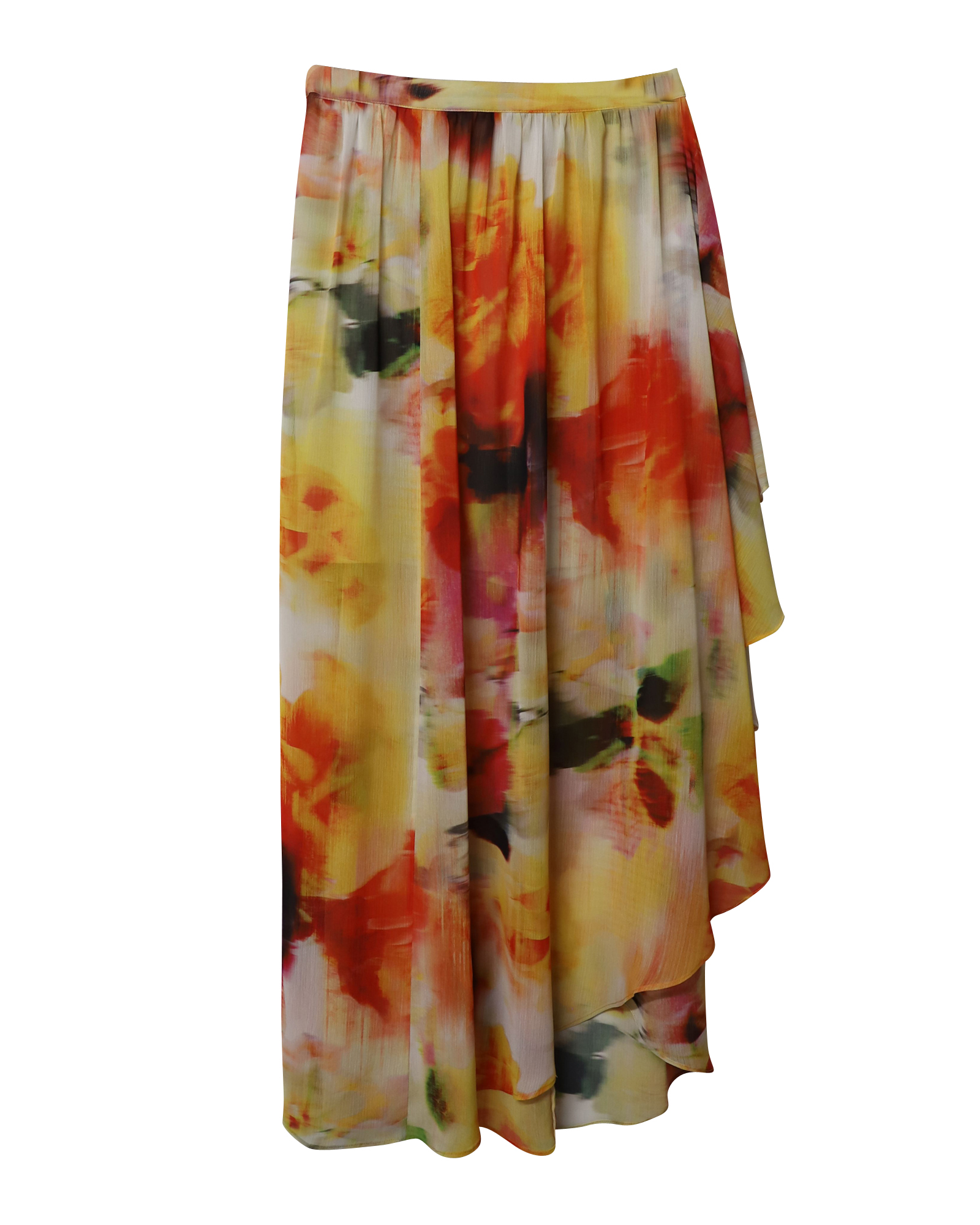 Preowned Alice+Olivia Abstract floral print ruffled maxi skirt Size L multicolor polyester