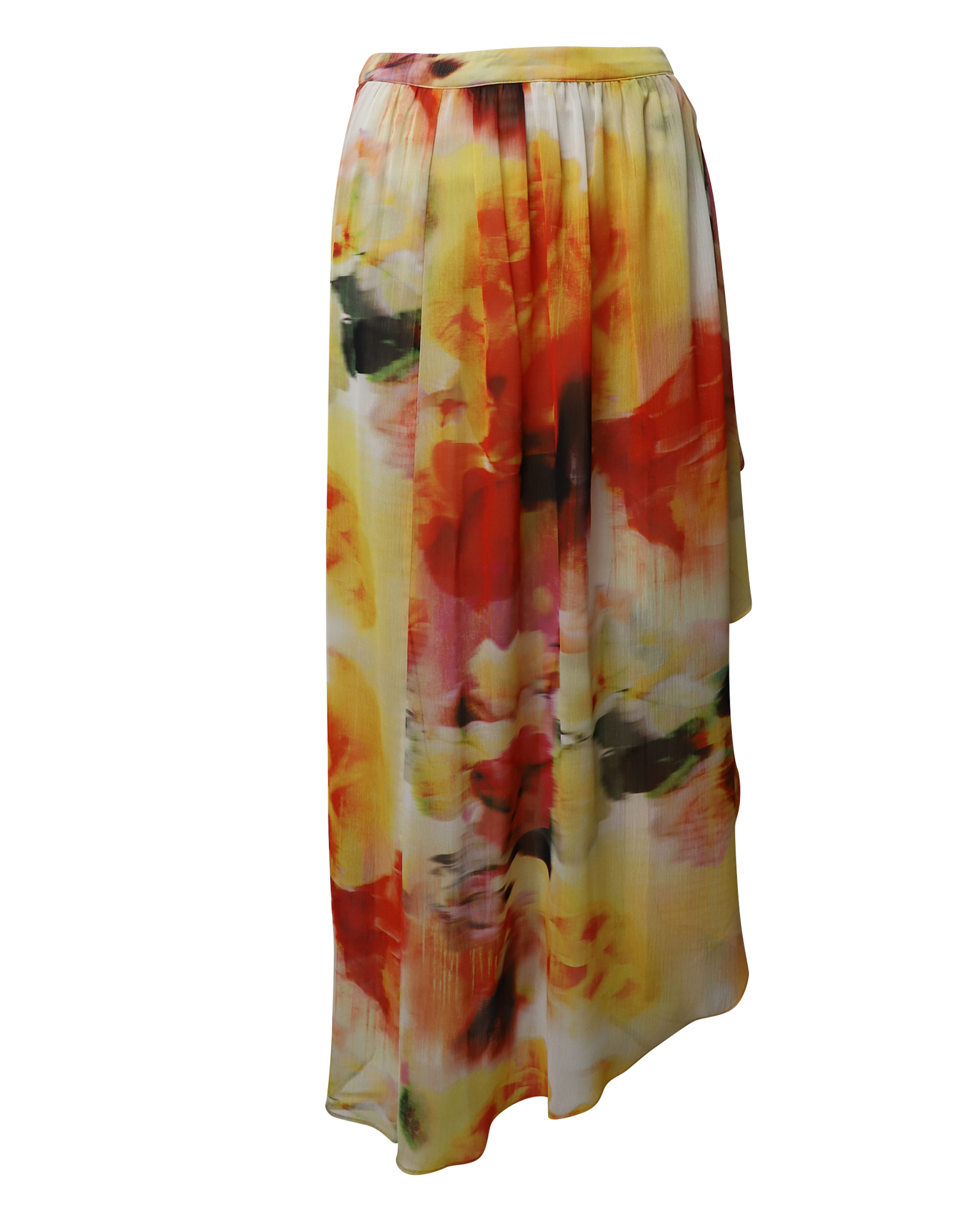 Preowned Alice+Olivia Abstract floral print ruffled maxi skirt Size L multicolor polyester