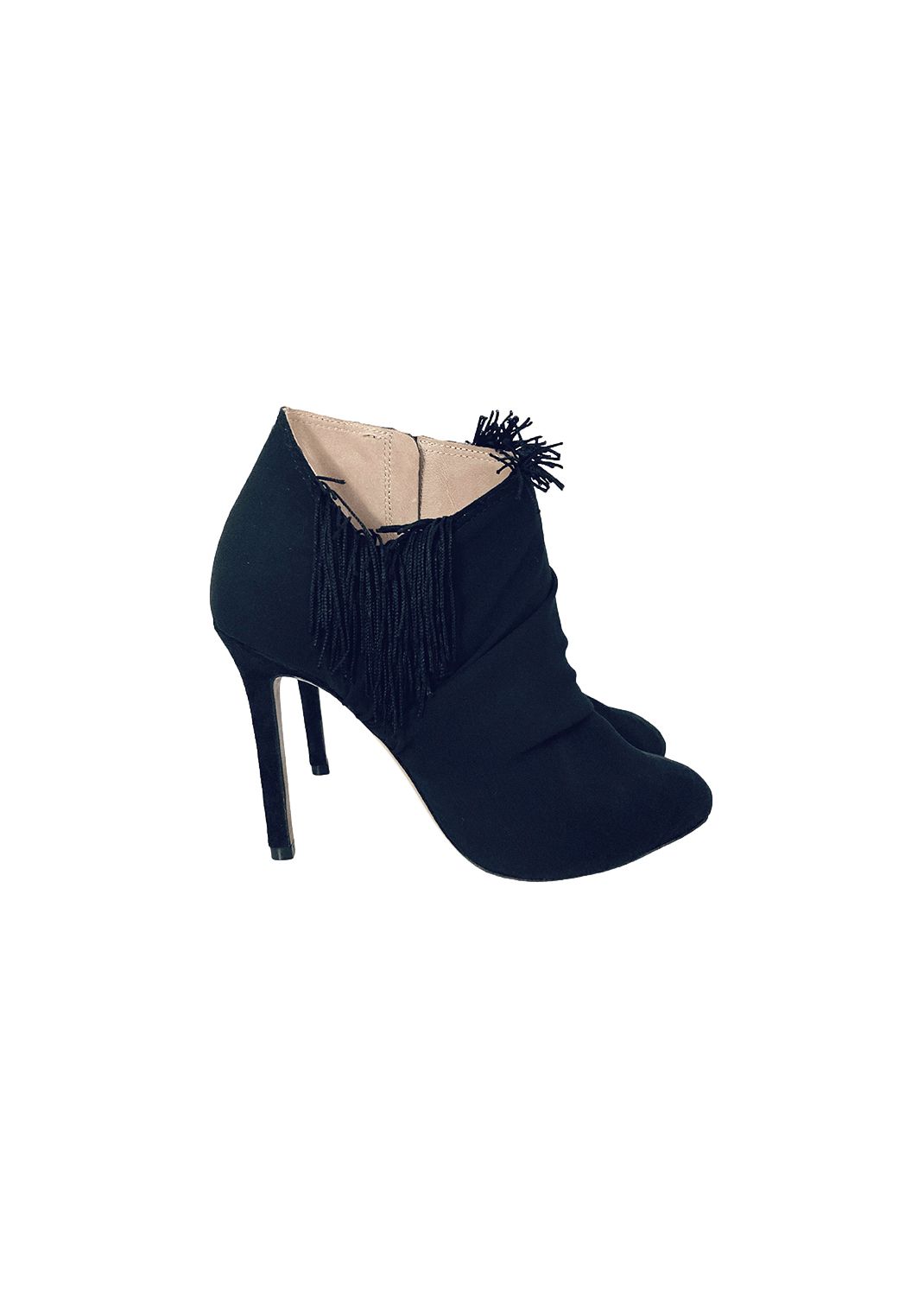 Maison Martin Margiela black suede fringed heeled booties Size 355