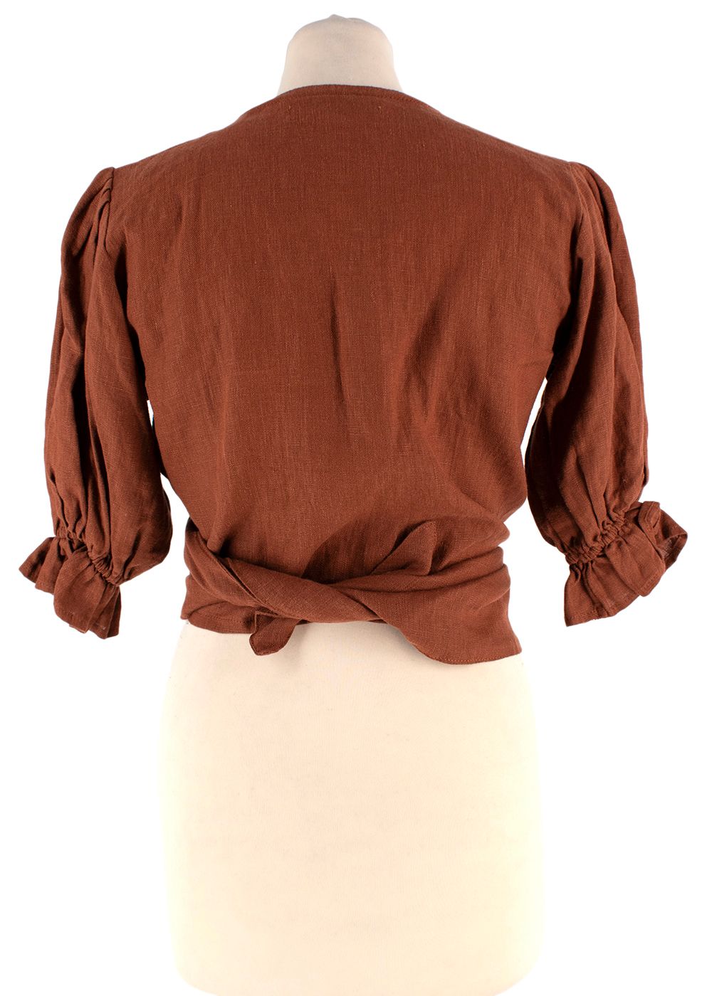 Faithfull The Brand Brown Linen Cropped Top And Trouser Set Size S