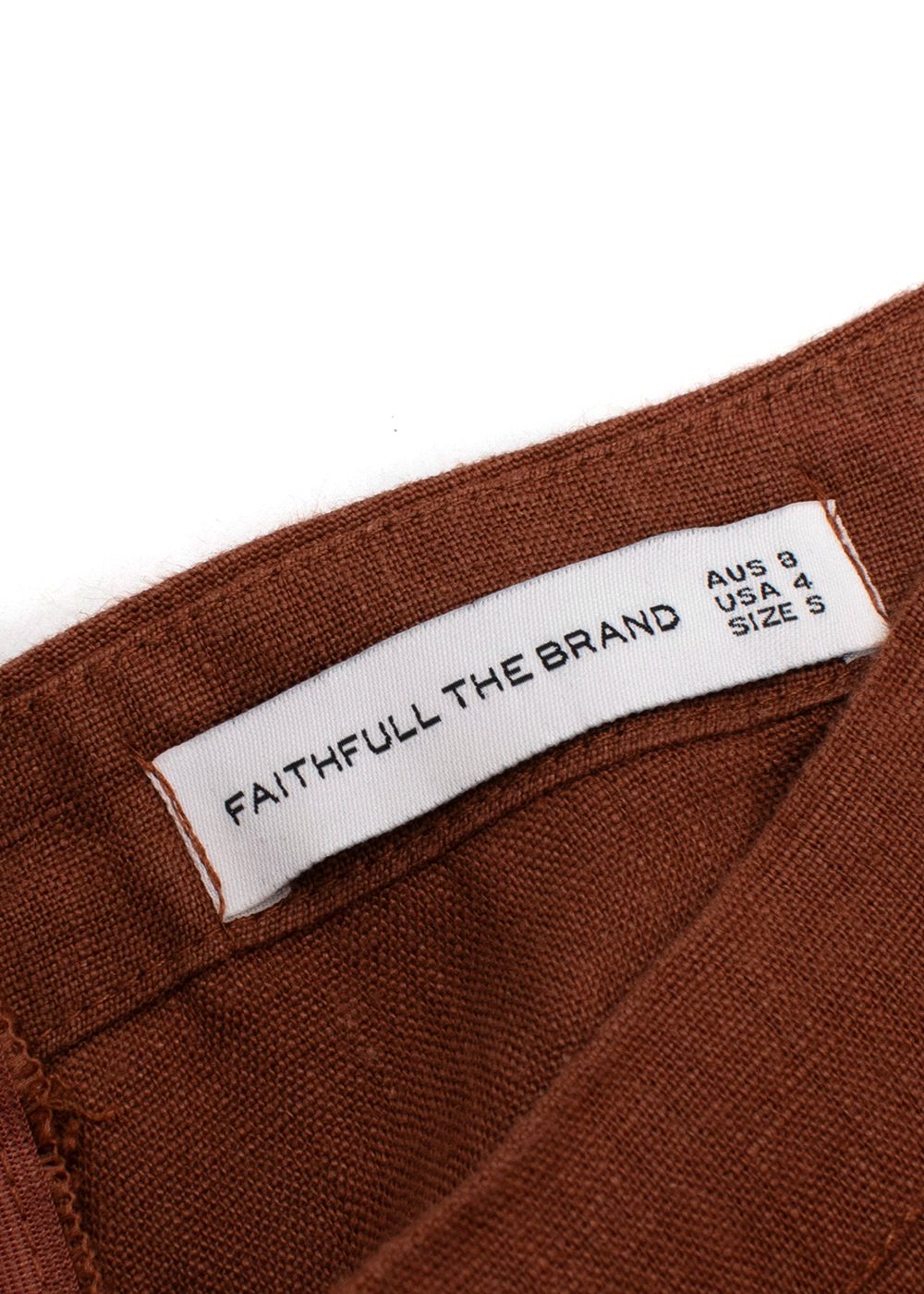 Faithfull The Brand Brown Linen Cropped Top And Trouser Set Size S