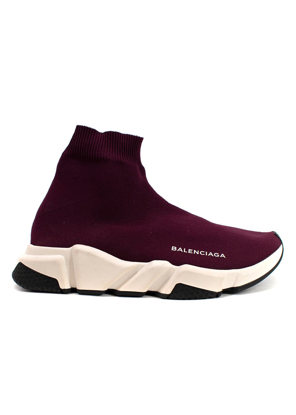 Preowned Balenciaga Burgundy Speed Sock Trainers Size 40 polyester