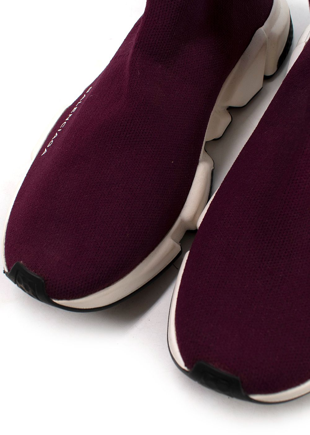 Preowned Balenciaga Burgundy Speed Sock Trainers Size 40 polyester