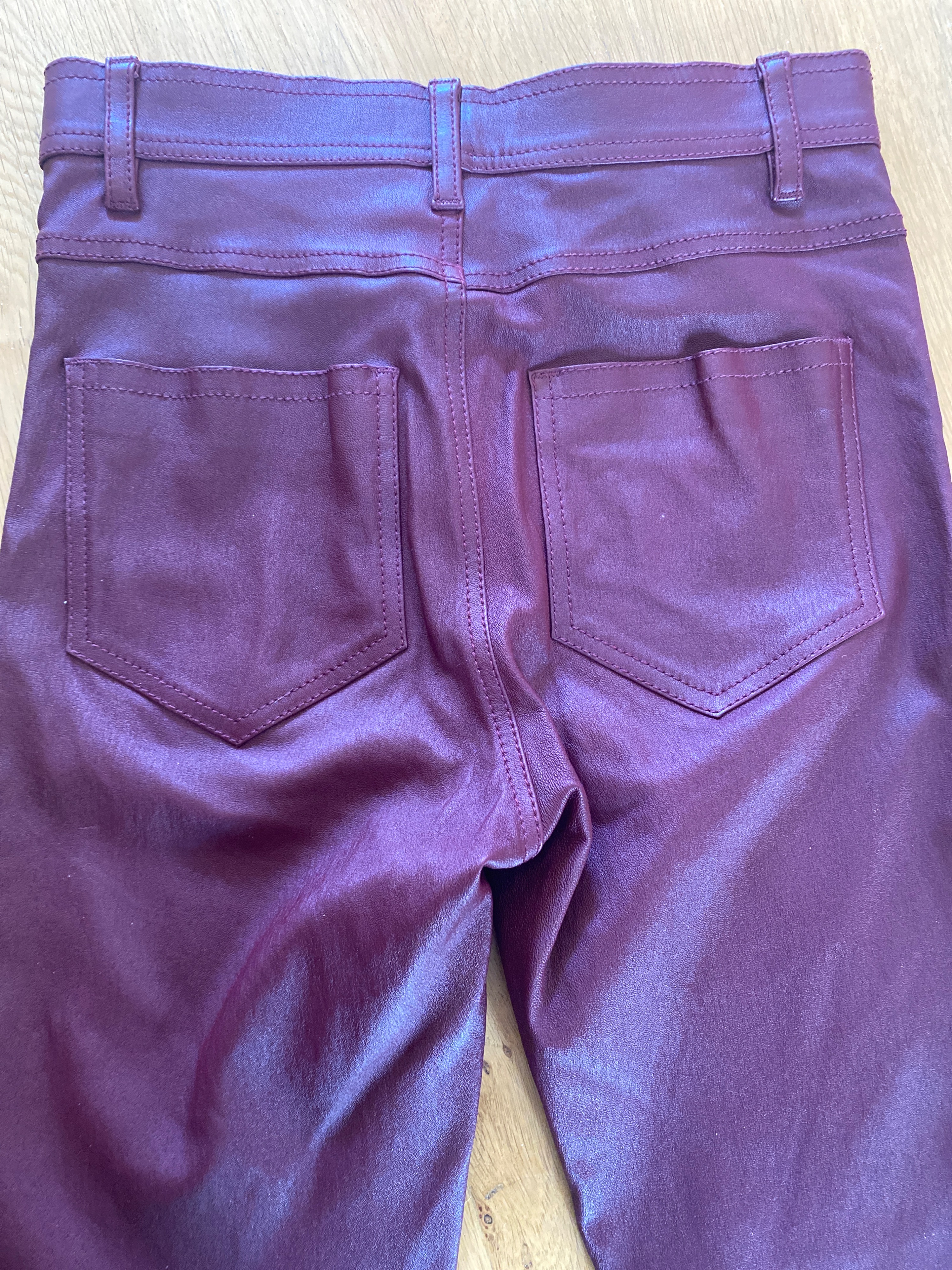 Joseph Den Burgundy Stretch Leather Pants Size S