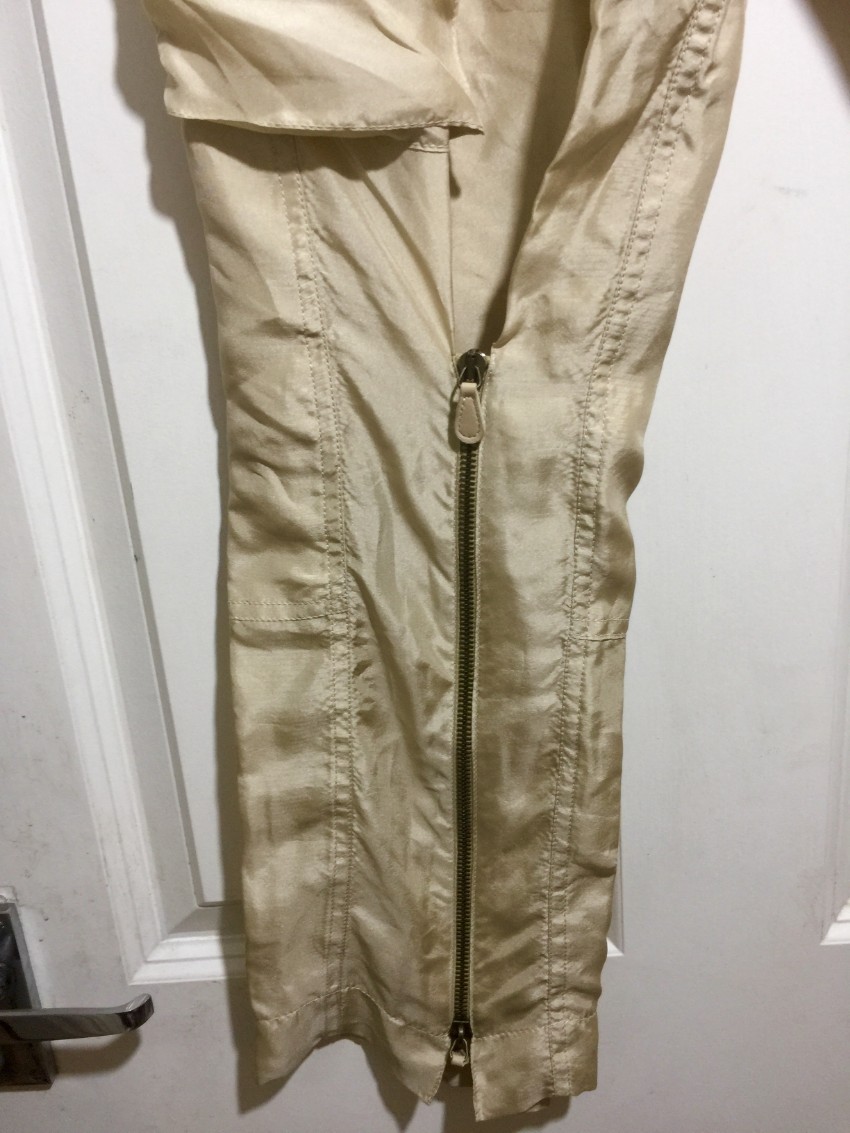 Alexander McQueen golden beige silk combat pants Size M