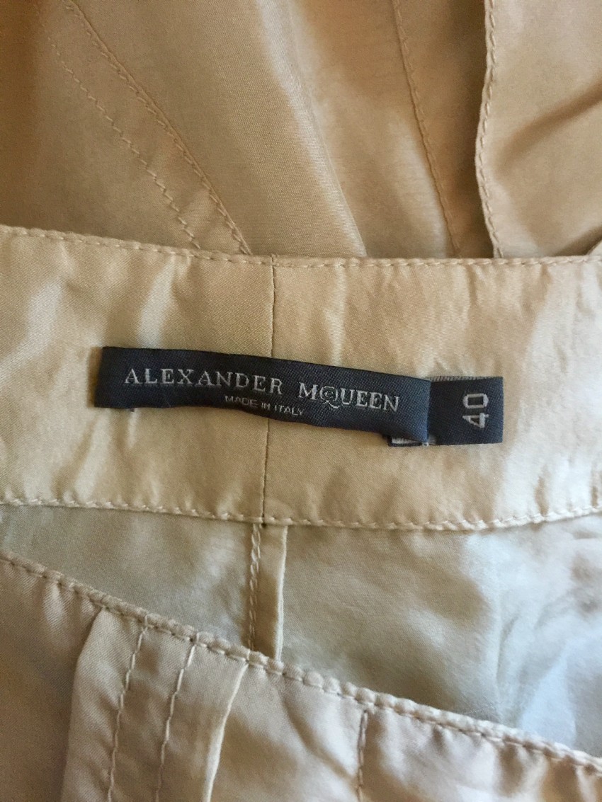 Alexander McQueen golden beige silk combat pants Size M