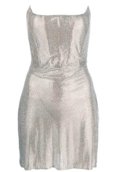 Giuseppe Di Morabito rhinestone-embellished strapless mini dress Size S Silver polyamide/elastine