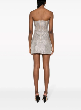 Giuseppe Di Morabito rhinestone-embellished strapless mini dress Size S Silver polyamide/elastine