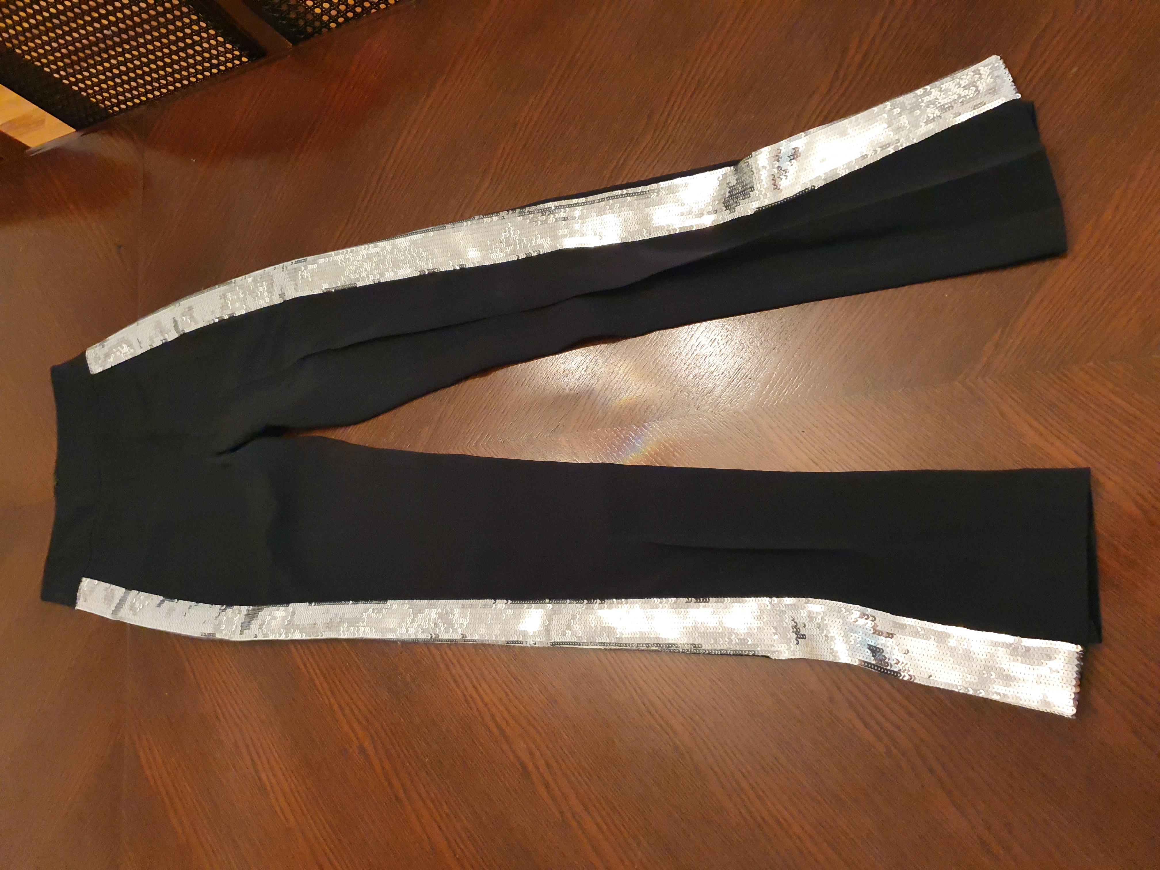 Preowned David Koma Sequin Side-Stripe Crepe Pants Size XS Black viscose