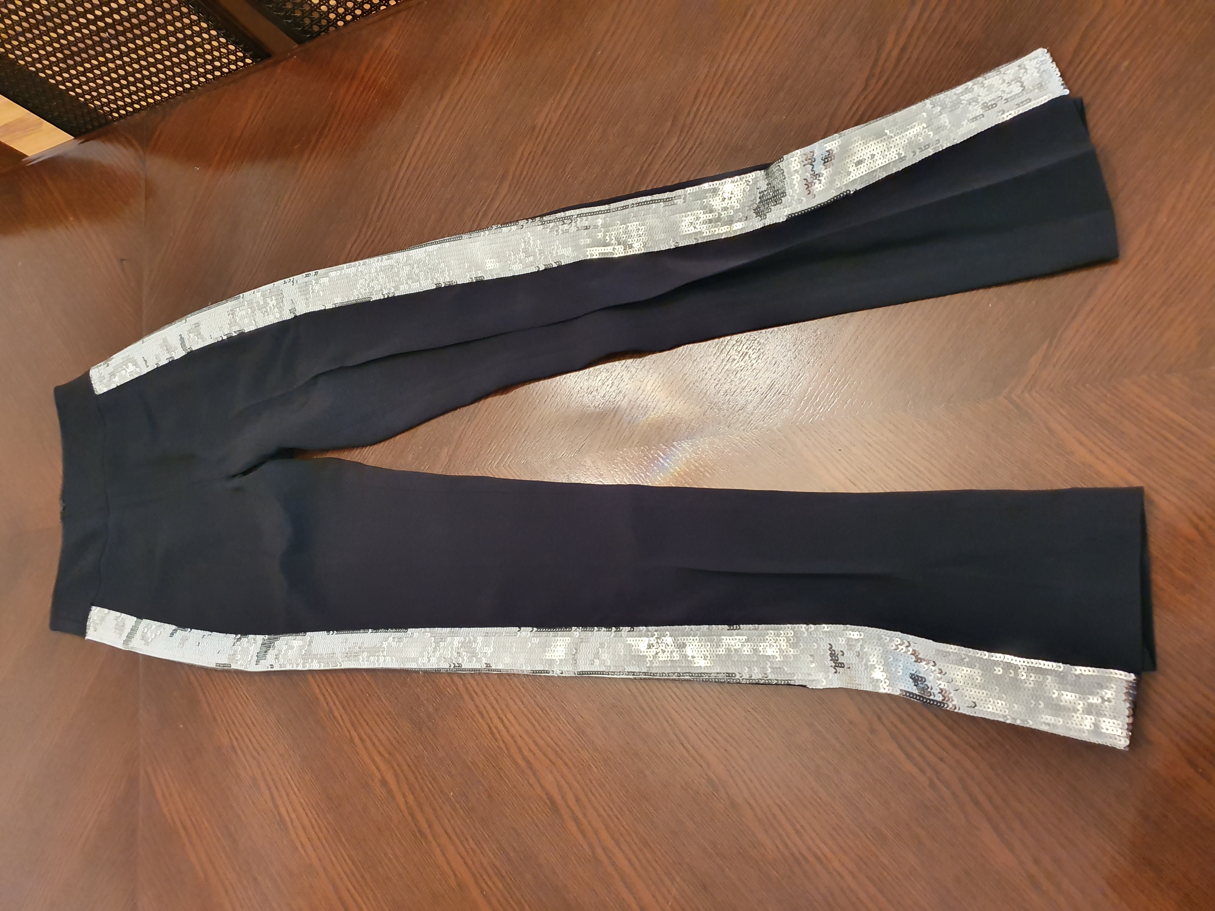 Preowned David Koma Sequin Side-Stripe Crepe Pants Size XS Black viscose