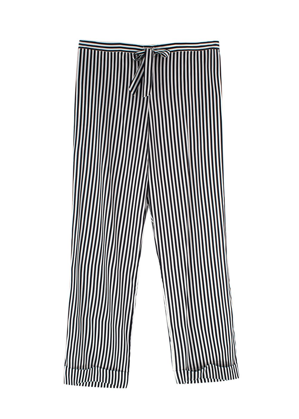 Yolke Black And White Striped Silk Trousers Size S black / white silk/spandex