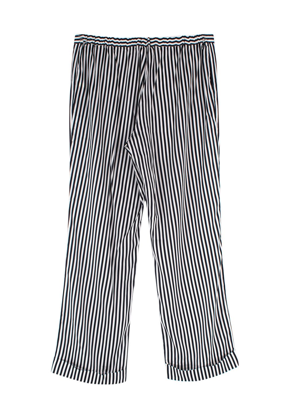 Yolke Black And White Striped Silk Trousers Size S black / white silk/spandex