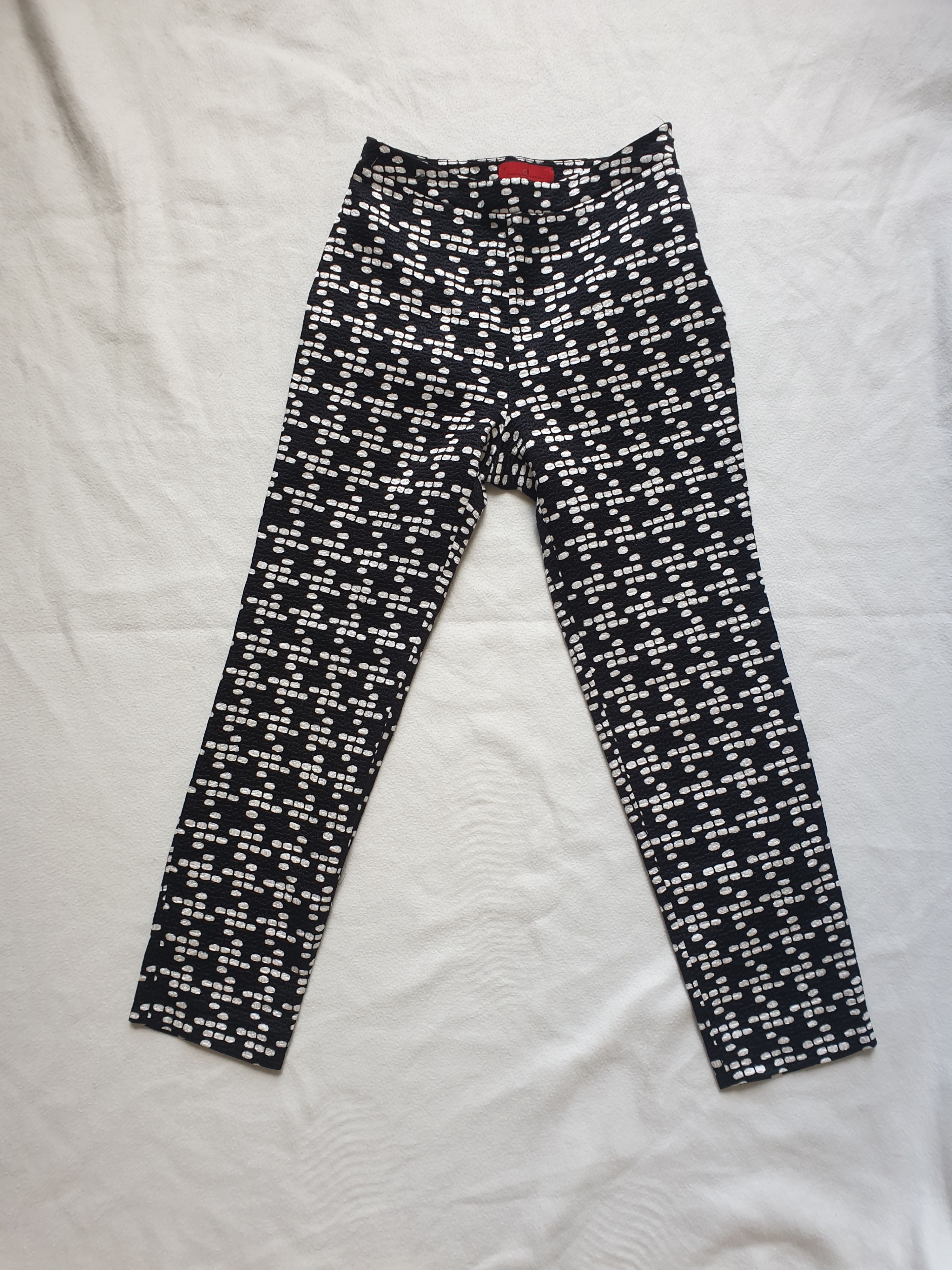 Preowned Carolina Herrera Geometric Print Trousers Size XS Black cotton