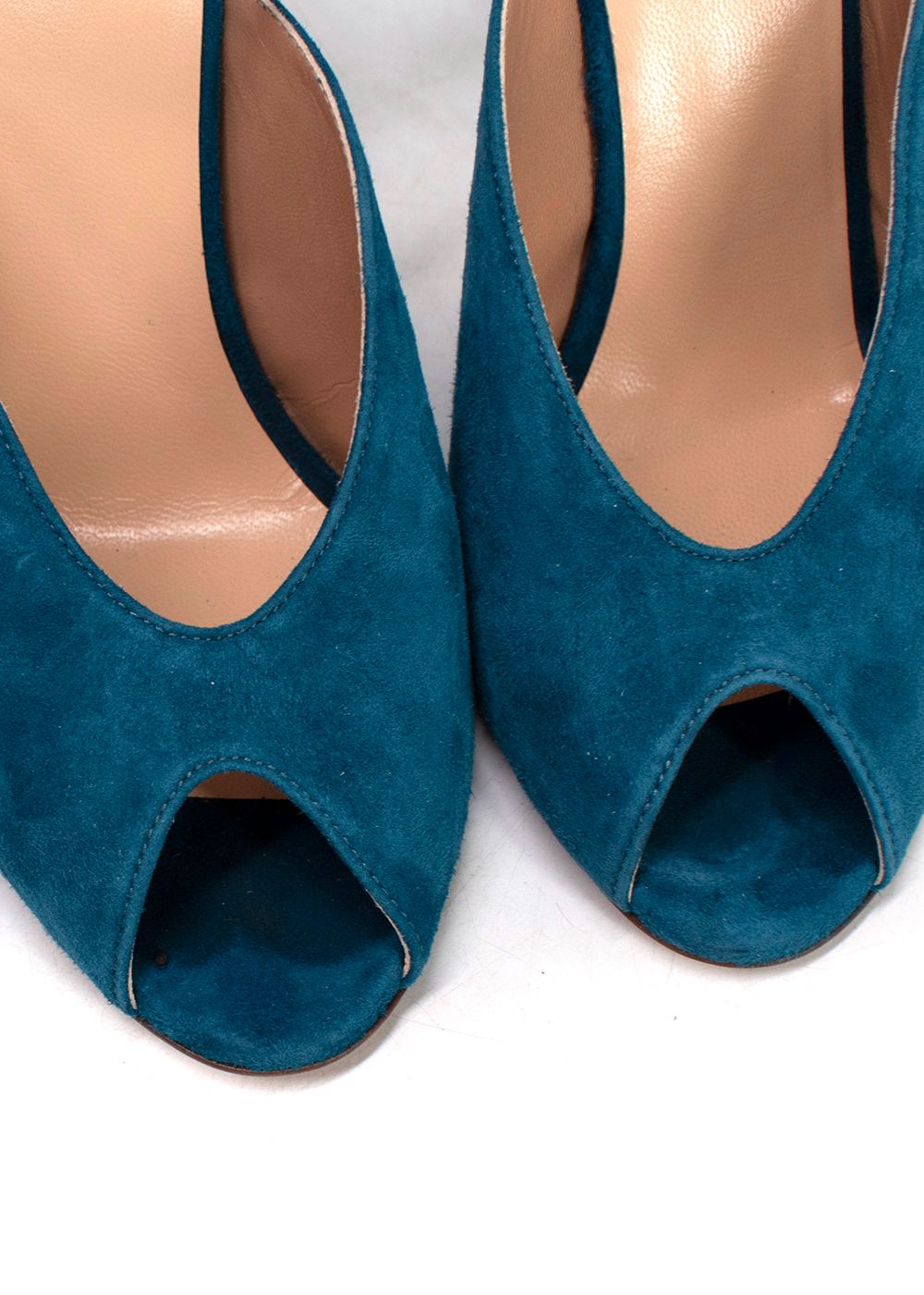 Preowned Francesco Russo Blue Suede V-Cut Ankle Strap Sandals Size 355