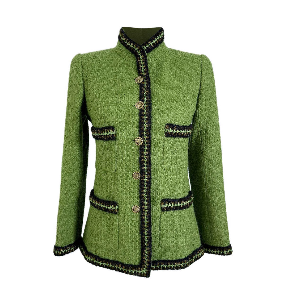 Chanel Ad Campaign Green Tweed Jacket Size S