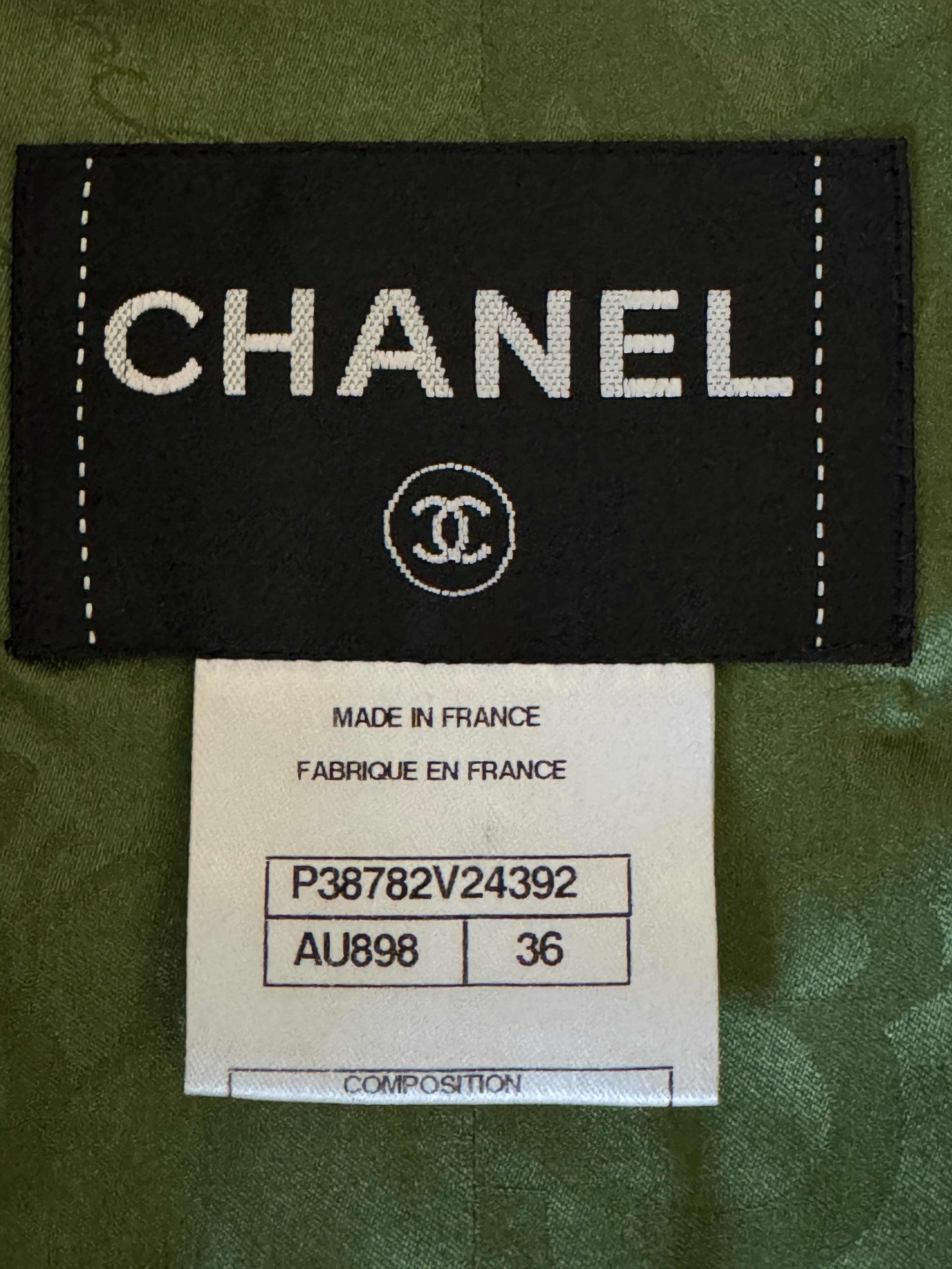 Chanel Ad Campaign Green Tweed Jacket Size S