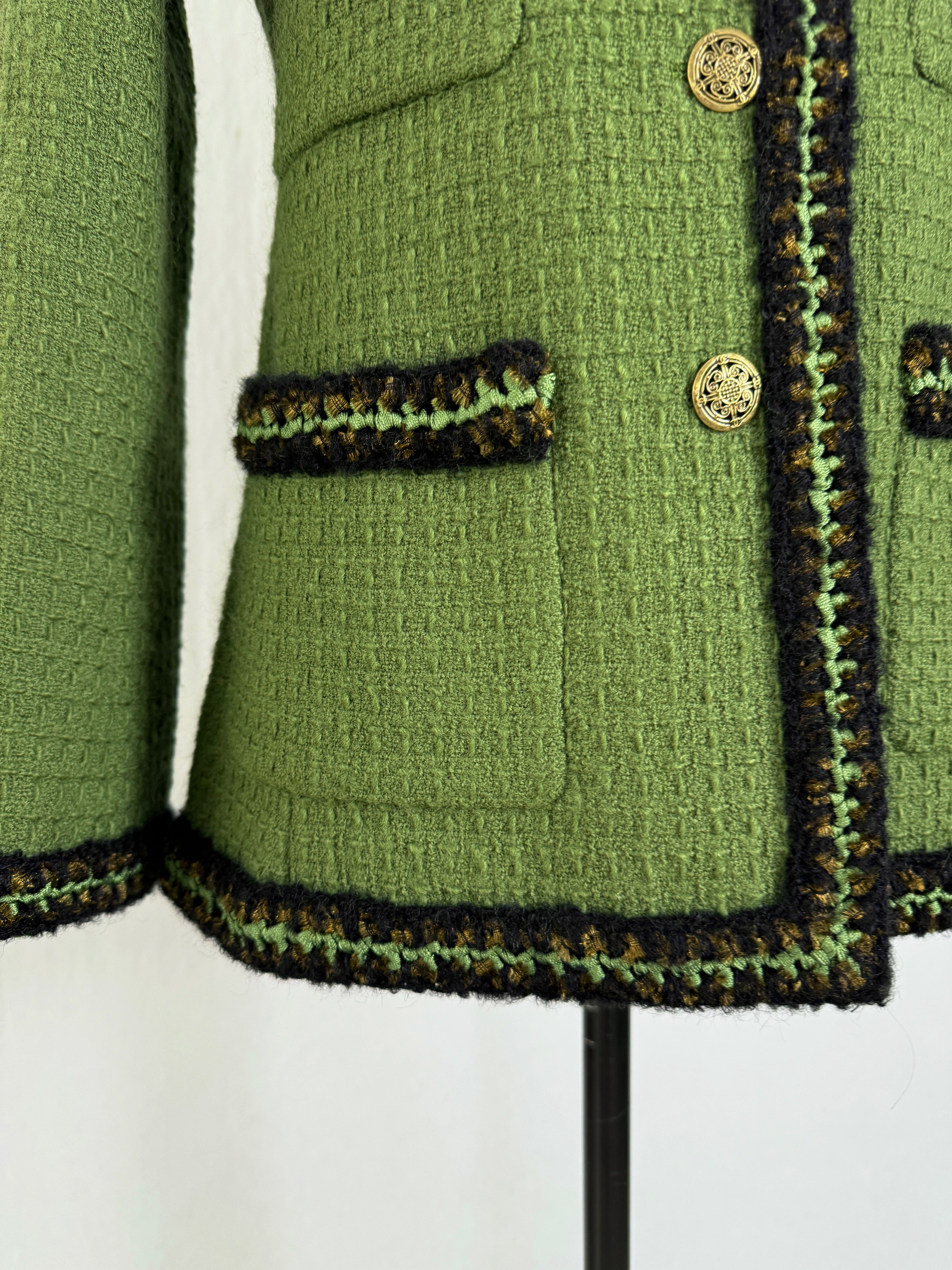 Chanel Ad Campaign Green Tweed Jacket Size S