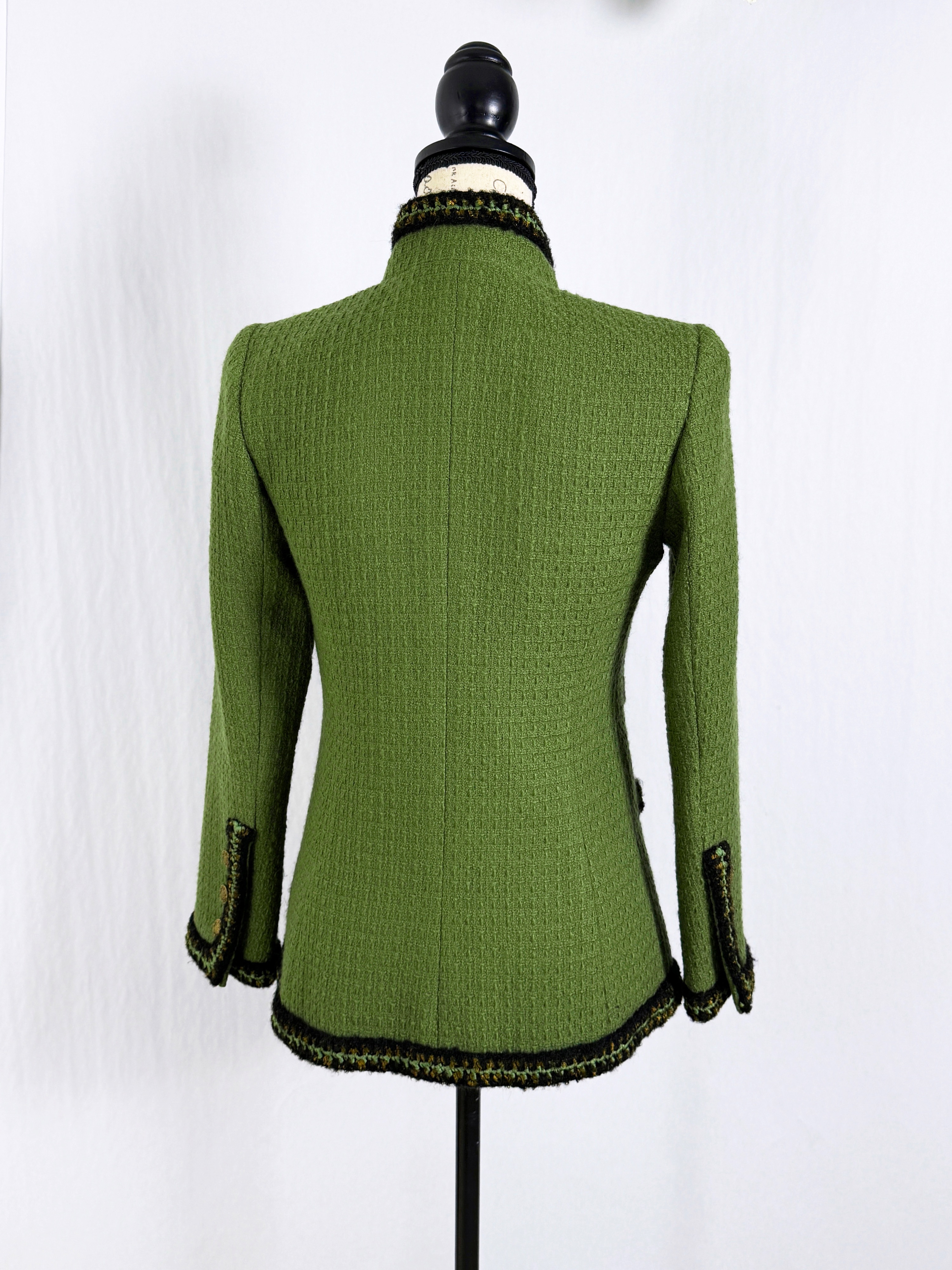 Chanel Ad Campaign Green Tweed Jacket Size S