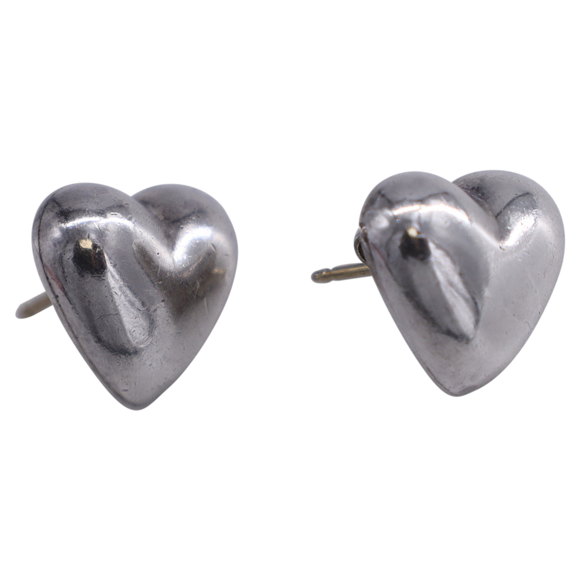 Preowned Tiffany  Co Sterling  Silver Heart Stud Earrings metallic | silver metal/sterling silver