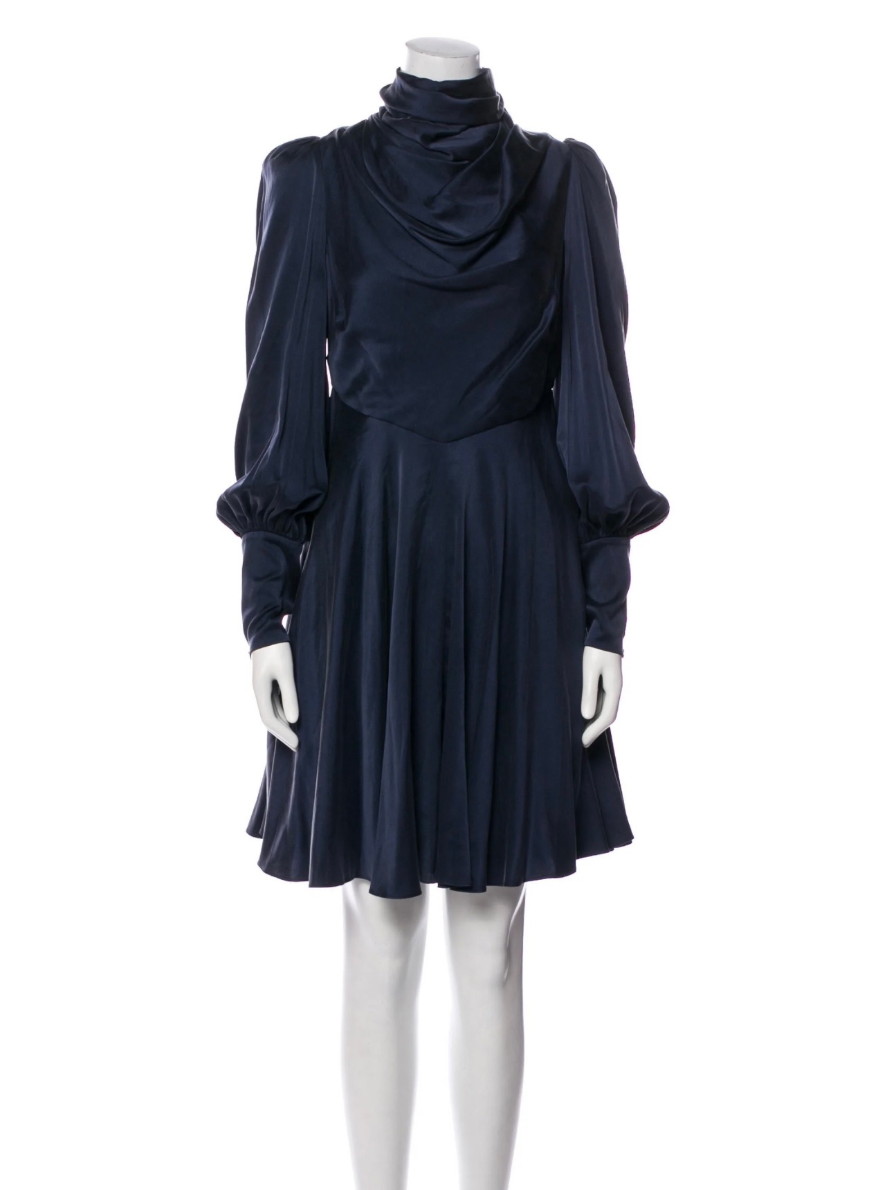 Preowned Zimmermann French Navy Silk Scarf Swing Dress Size XS