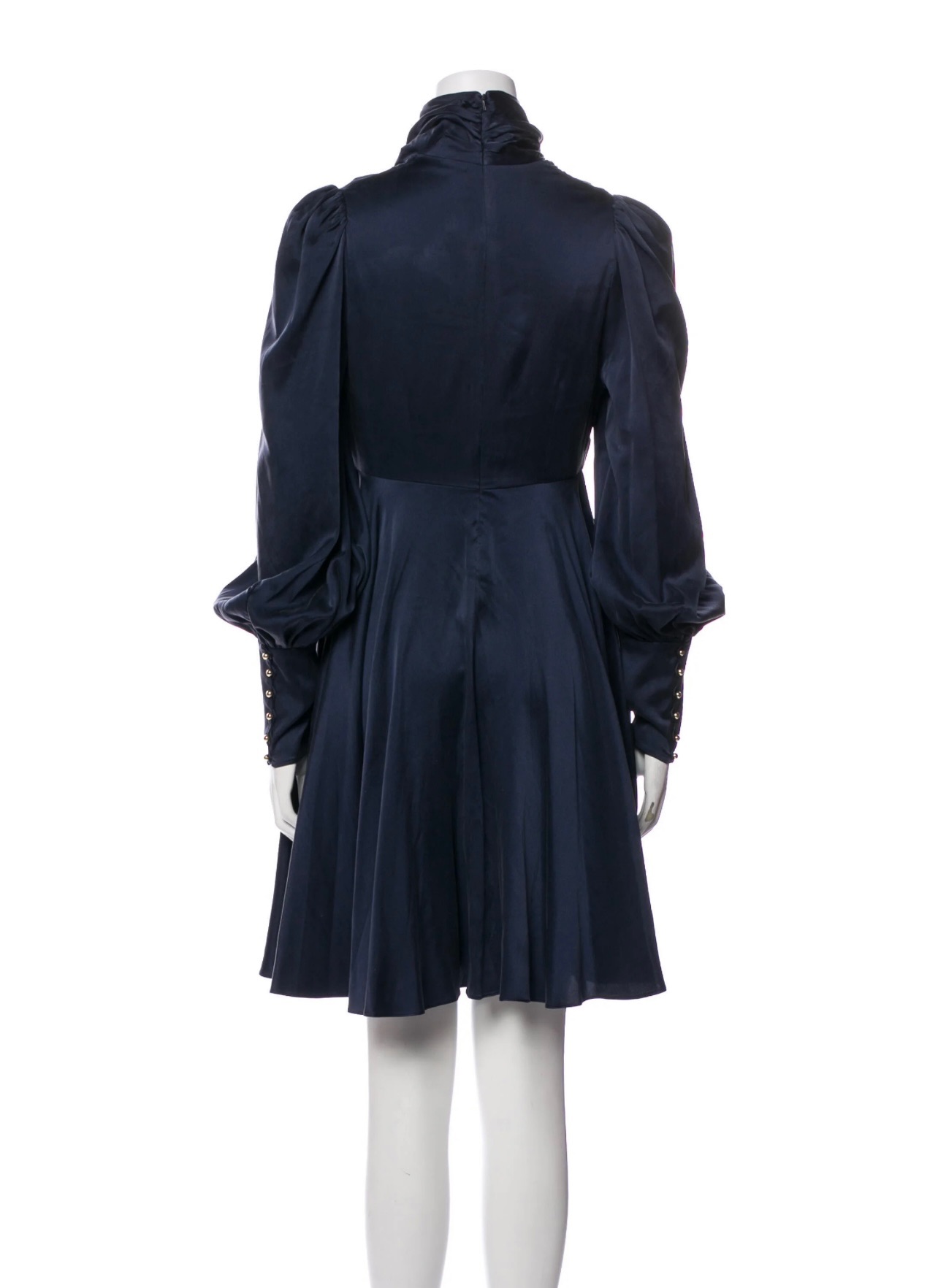 Preowned Zimmermann French Navy Silk Scarf Swing Dress Size XS