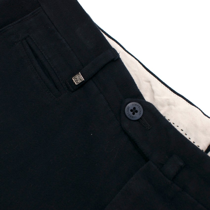 Men's Preowned Corneliani Navy Wool Cord Trousers Size 34/86 Black