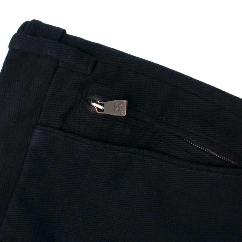 Men's Preowned Corneliani Navy Wool Cord Trousers Size 34/86 Black