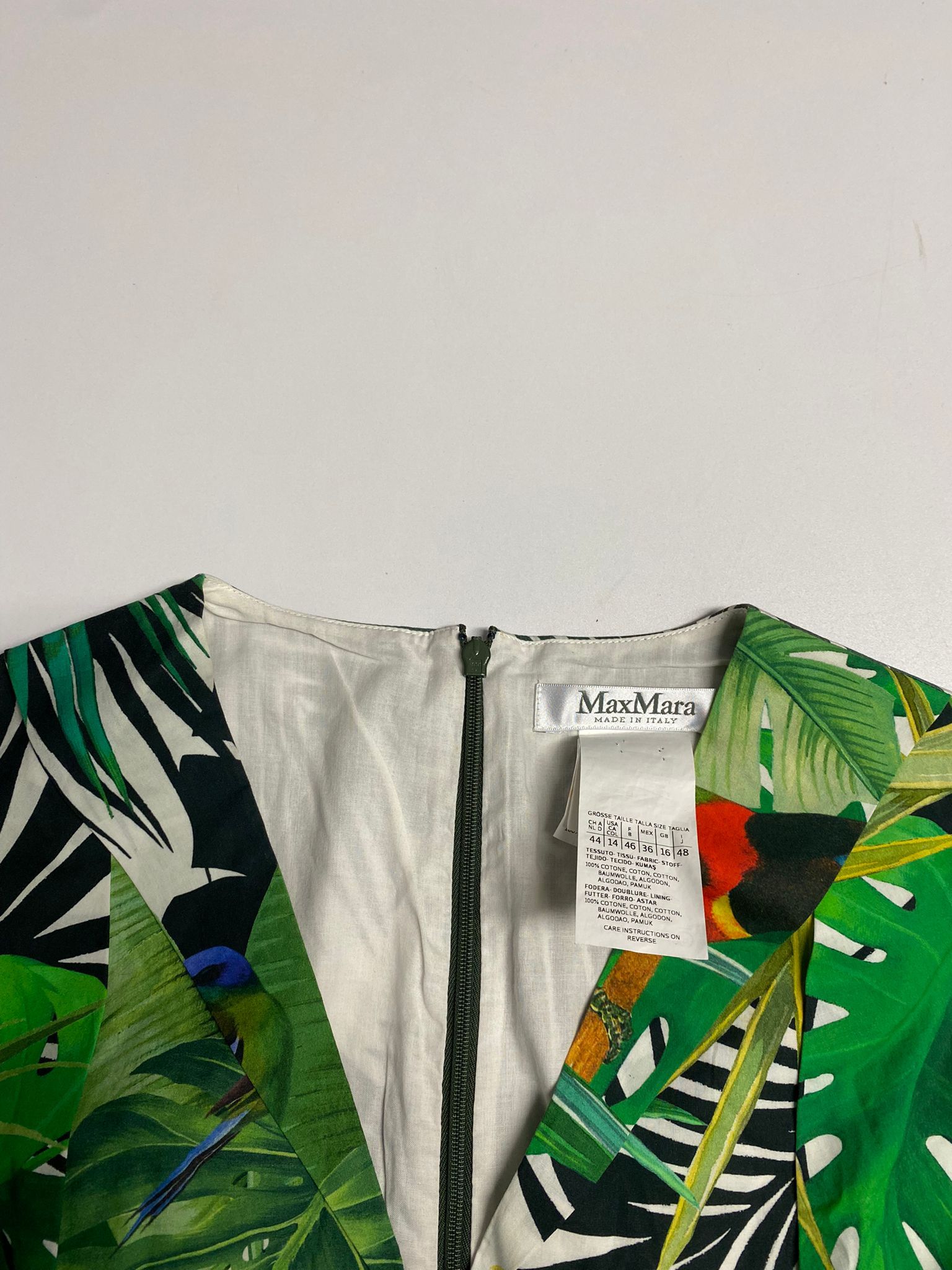 Preowned MaxMara Oppio Tropical Print Belted Dress Size XL multicolor cotton