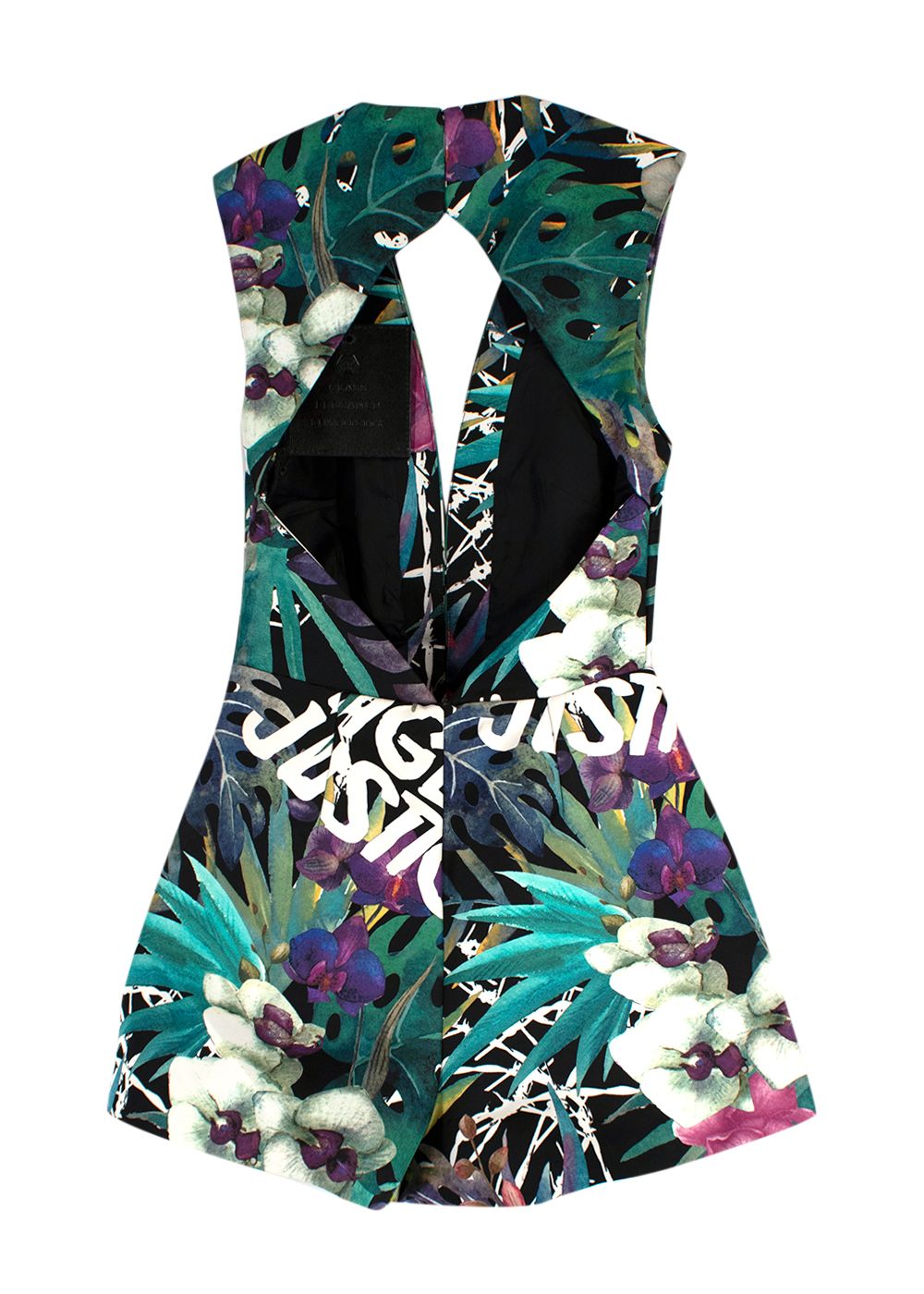 Philipp Plein Floral Lovers Playsuit Size S Botanical Greens Blues Purples silk