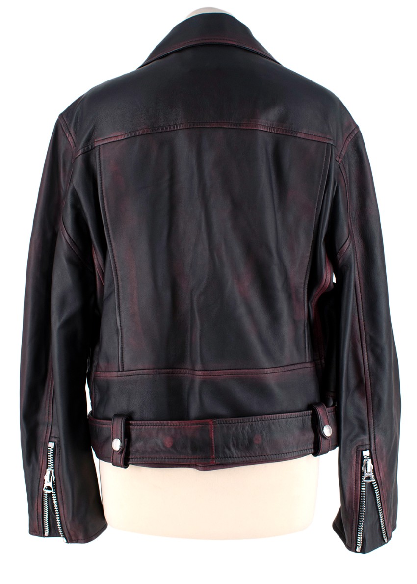 Acne Studios Black  Burgundy Merlyn 2 Tone Leather Jacket Size XS