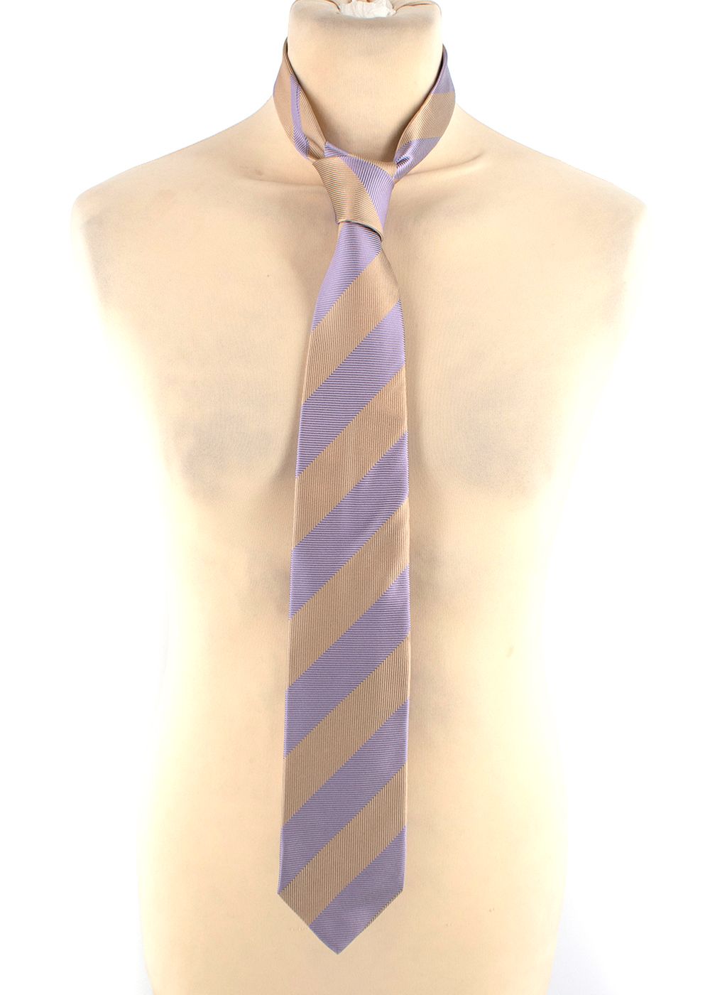 Men's Preowned Drakes Lilac  Gold Silk Tie Lilac/Gold